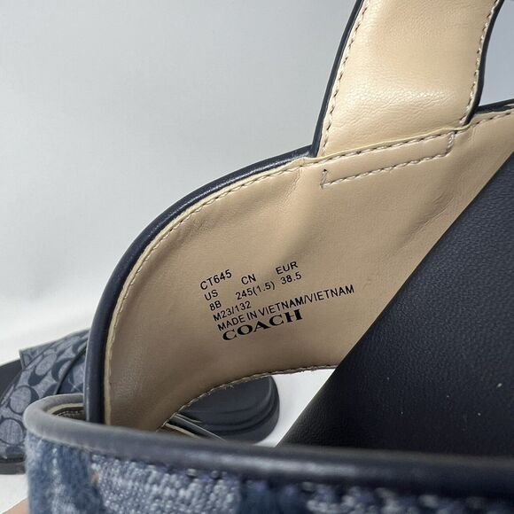 EUC Coach Fraser Chambray Signature Jacquard Sandal size US 8 MIDNIGHT NAVY - Picture 6 of 9